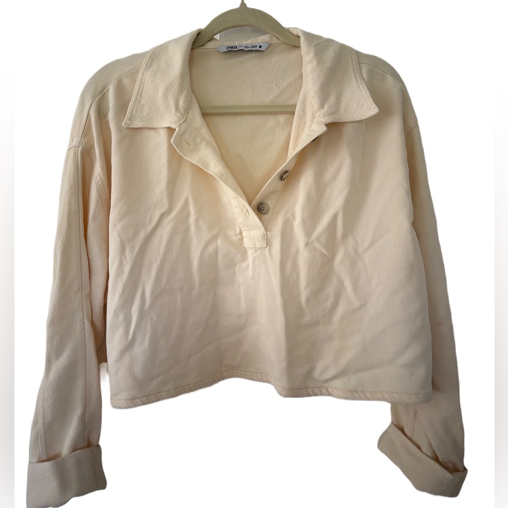 Zara Combination Polo Top | Beige